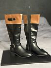 NWOB! Rampage "Ram-Ivey" Faux Leather Knee High Boots, Black & Cognac Size 6.5