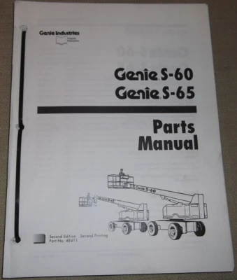 GENIE S-60 S-65 ВОЗДУШНЫЙ БУМ ПОДЪЕМ ЗАПЧАСТИ РУКОВОДСТВО КНИГА КАТАЛОГ 48411 - Изображение 1 из 4