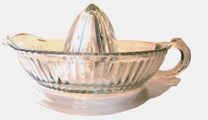 Vintage Heavy Clear Glass Hand Juicer with Handle 1950's Large - Picture 1 of 14