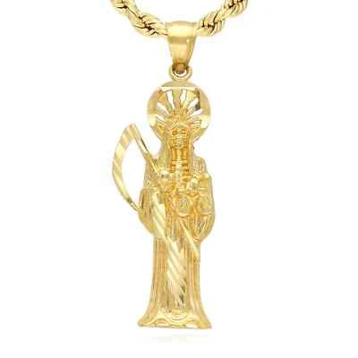 Colgante Muerte Santa Muerte Parca Oro Amarillo Real 14K 1.4" Foto 1 de 4