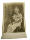 Antique Boy Navy Uniform RPPC postcard Seated Male unused unposted