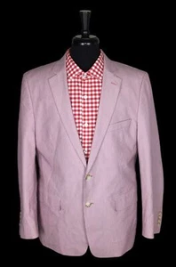 Stafford Classic Fit Men Red/Gray Cotton Striped Sport Coat Blazer Size 42R - Picture 1 of 12