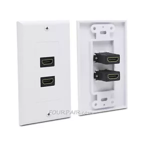 2-Port Dual HDMI Wall Face Plate Panel Cover Outlet 1080P 4K ARC HDR White - Picture 1 of 1