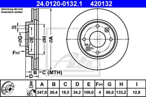 2x ATE Brake Disc For PEUGEOT CITROEN 106 I II 205 206 Sw 206+ 306 309 424694 - Picture 1 of 1