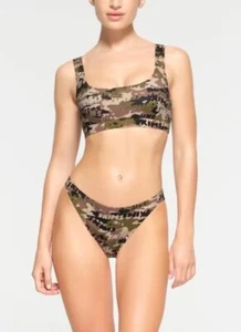 Skims Women's Recycled Swim Mid Waist Bottom Logo Camo SW-MWB-0748 Size XXS Army - Picture 1 of 3