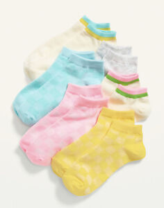 Old Navy Kids Ankle Socks ~ Size Large ~ 6 Pack ~ Pink Yellow Blue Gray Beige