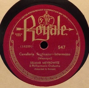 12" Selmar Meyrowitz 78 Cavalleria Rusticana Intermezzo/Pagliacci IntermezzoBX1D - Picture 1 of 2