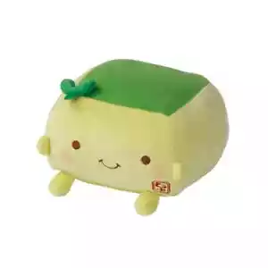 Tofu Cushion Hannari Matcha Green Stuffed Toy Cushion Size M 22cm Japan - Picture 1 of 4