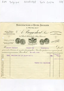 Belgique Bruxelles 25 Rue d'Anderlecht - Belle Entête Manufacture d'Or en F 1938 - Bild 1 von 1