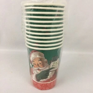 Vintage American Greetings Christmas Paper Cups Santa Egg Nog Holiday Party 9oz - Picture 1 of 7