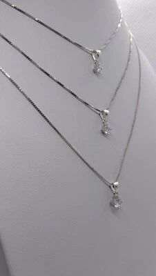 COLLANA ARGENTO A SCALARE TRE PUNTI LUCE ZIRCONI MM 3 MM 4 MM 5 CM 40 45 50 - Immagine 1 di 4