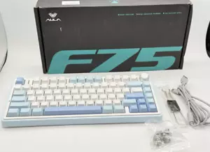 Aula F75 75% 3-In-1 Hot-Swappable RGB Gasket Mechanical Keyboard - Blue/White - Picture 1 of 6