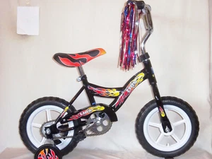 BIKE 12" BOY BLACK w/ Adj.Training Wheels + BEST QUALITY, NEW FREE USA 3x5' Flag - Picture 1 of 5