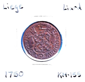 1750 Bistum Lüttich 1 Lügner (KM# 155) Kupfer - Bild 1 von 2