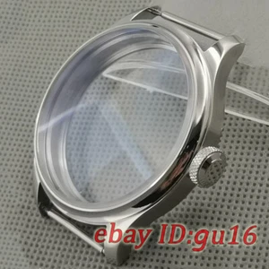 44mm Plata Reloj Estuche Ajustado ETA 6497 6498 ST36 Serie Movimiento Cristal Zafiro - Imagen 1 de 5