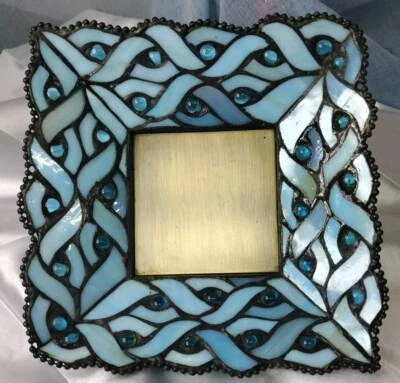 Castiçal ou prato decorativo Partylite “água de primavera” quadrado de vidro com chumbo   - Imagem 1 de 4