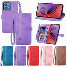 For Motorola X40 P40 G9 Plus G84 G73 G62 G54 Leather Zipper Wallet Phone Case