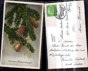 265905,Künstler Ak Weihnachten Tannenzweige Goldenes Lametta Zapfen pub Erika 62 - Bild 1 von 1
