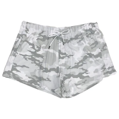 Womens Gray & White Camo Athletic Camoflauge Gym Shorts with Pockets - Image 1 of 2