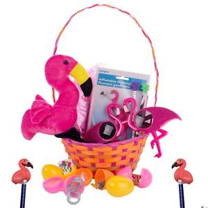 Girls Fun Flamingo 31pc Toy & Treat Filled 15" Easter Basket Gift Set, Pink