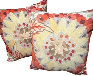 2 Pottery Barn 20x20 Quadrat Outdoor Akzent Überwurf Kissen Blumenmuster - Bild 1 von 5