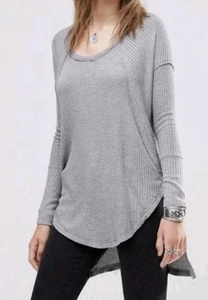 Free People Größe Small grau Ventura Raglan Waffel Strick Thermo Oberteil Langarm - Bild 1 von 6