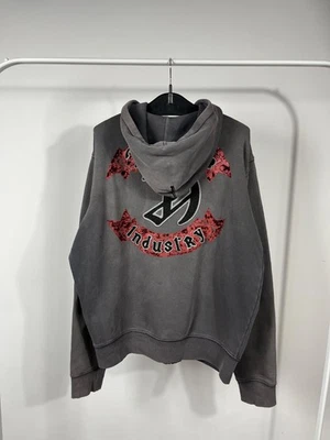 Diesel Sudadera con Capucha Gris Desteñido Cremallera XL Bordado Espalda Logo Vintage Foto 1 de 4