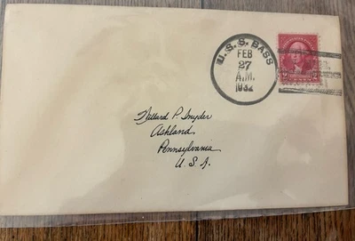 Navy Postal History Cover USS Bass SS164 Scuttled Mar 12, 1945 Unusual - Image 1 of 2