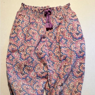Mini Boden Haram Balloon Pants Girls Size 6 Floral Elastic Cuffs - Image 1 of 3