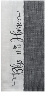 Black and White Farmhouse Bless This Home Kitchen Tea Towel Cotton - Picture 1 of 1