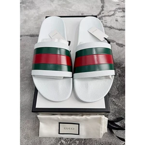 NIB Tags 520 GUCCI Men's Slide Sandal with Wed Sz 37 WHITE  - Picture 1 of 8