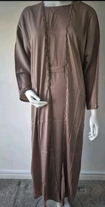 SS26 Premium Elegant Kimono Nida Open Abaya Diamonte Belt Twin Dubai - Pink 54 - Picture 1 of 3