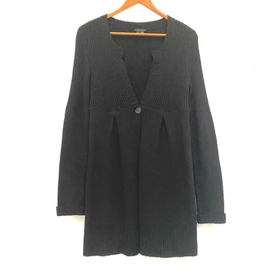 THEORY 羊毛羊绒混纺罗纹针织开衫毛衣 S 码黑色安静豪华 — 第 1/4 张图片