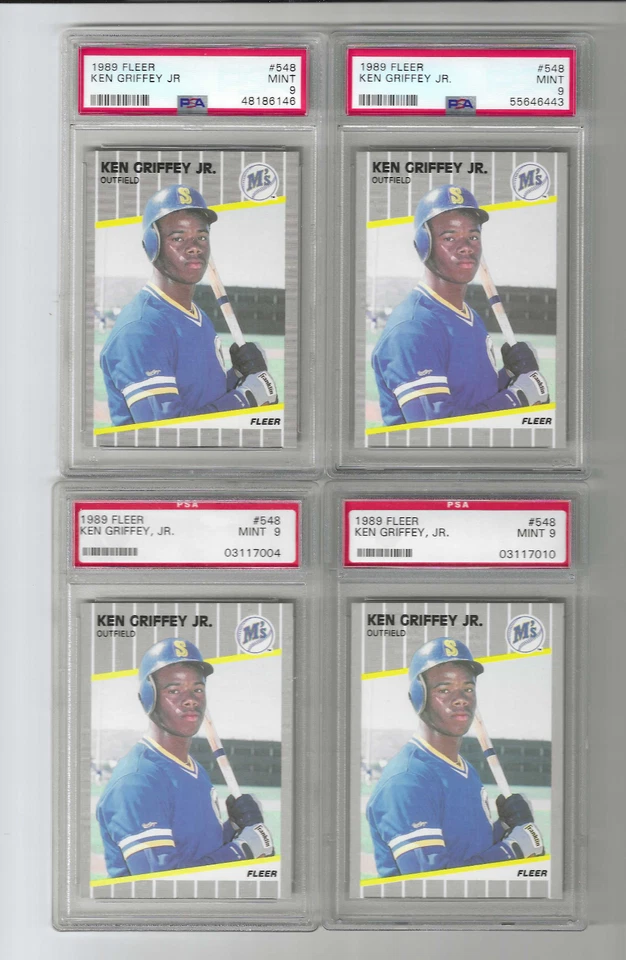 (4) Fleer Ken Griffey Jr. 1989 TARJETA DE NOVATO PSA COMO NUEVA 9 (004,010,146,443) Foto 1 de 1