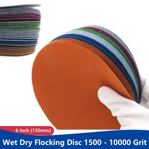 6 Inch (150mm) Riken Round Sandpaper Pads Sanding Disc Wet Dry Flocking Disc - Picture 1 of 8