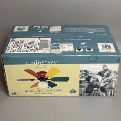 Mainstays 30” Hugger Ceiling Fan Multi Color Rainbow Blades Light Retro  90’s - Image 1 of 4