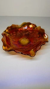 Sowerby Scotch Marigold Thistle Four Footed Carnival Glass Bowl Candy Nut - Picture 1 of 24
