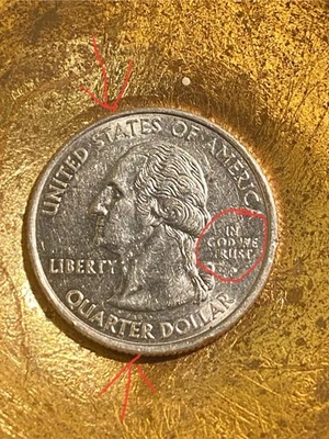 2005 kansas state quarter error In God We Rust/ Detached Leg/ Rim/hump Errors - Image 1 of 4