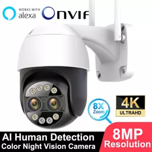 4K 8MP Dual Lens CCTV Kamera Ai Mensch Tracking Bewegungserkennung Warnungen ICSee App - Bild 1 von 31
