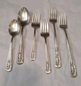 Wallace  Silverplate Harmony House CLASSIC FILIGREE SPOONS & FORKS 6 TOTAL - Picture 1 of 6