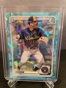 2020 Bowman Chrome Sapphire Zavier Warren RC BD97 Aqua Parallel Numbered 14/20 - Picture 1 of 3