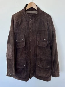ORVIS Mens Vintage 100% Leather Suede Jacket / Coat Chocolate Brown Size L - Picture 1 of 13