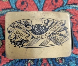 2nd Amendment Belt Buckle Brass 2.25"x1.5" Right To Keep And Bear Arms - Picture 1 of 7