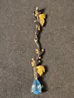 Pendentif collier longue feuille d'arbre inspiré bleu à 925 argent sterling 1694