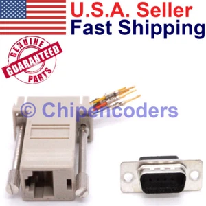 DB9 Male to RJ45 8 pin 8P8C D-Sub Adaptor for Long Serial Cable Runs - Picture 1 of 5