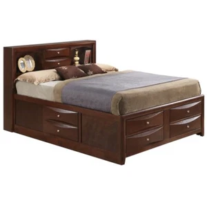 Glory Furniture Marilla Queen Storage Bed in Cherry Color - Picture 1 of 6