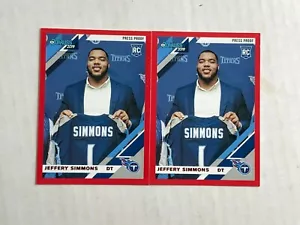 JEFFERY SIMMONS LOT OF 2 2019 Panini Donruss RED PRESS PROOF SP RC's #258! RARE! - Picture 1 of 3
