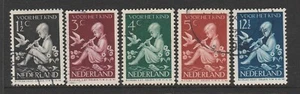 NETHERLANDS - 1938 CHILD WELFARE - set of 5 Boy with FLUTE VF Used. - Picture 1 of 1