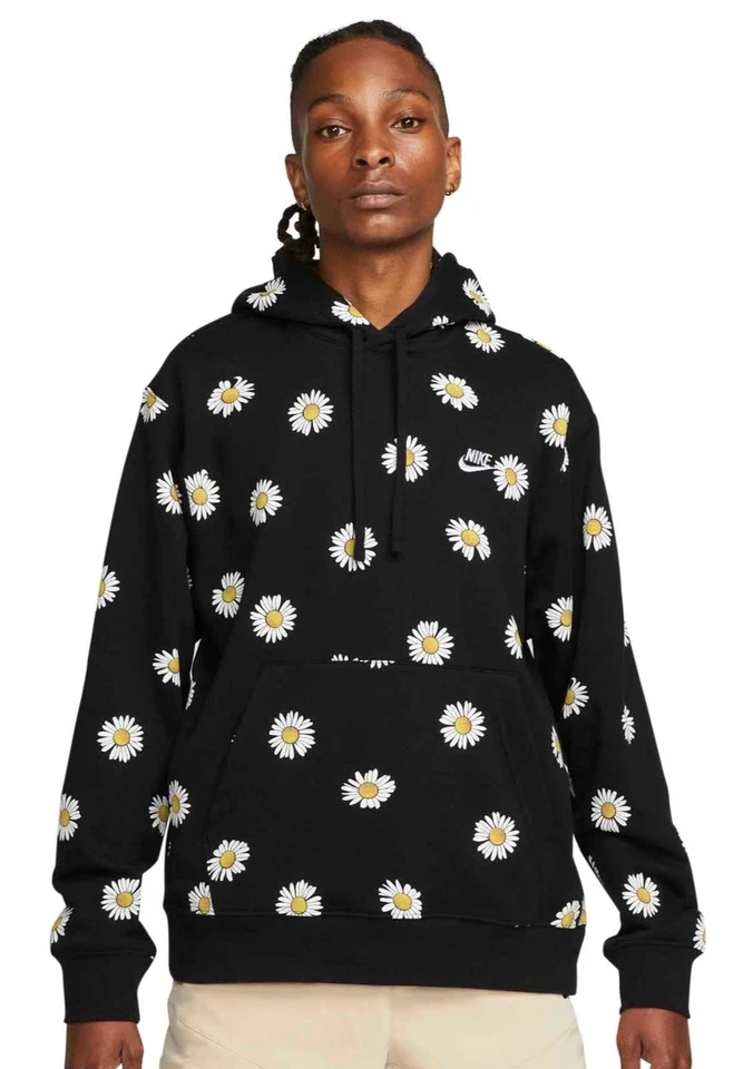 Nike DM6907-010 Men Sportswear Essentials Pullover Hoodie Black White Size S