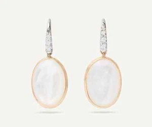 Marco Bicego Siviglia 18K Y/Gold M/ Pearl & Dia Drop Earrings OB1799 AB MPW YW - Picture 1 of 3